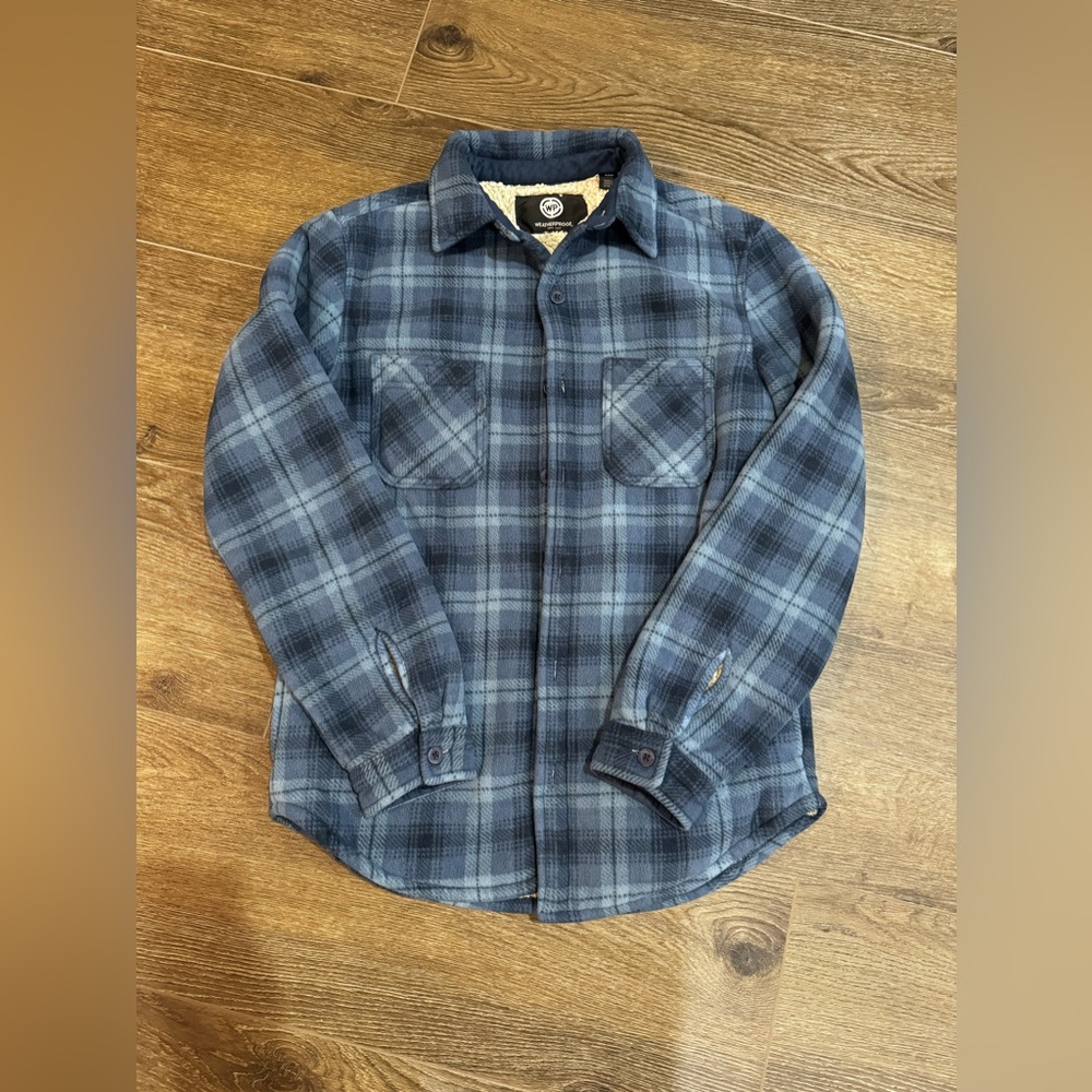 Weatherproof Outdoor Jacket Lined Mens Blue Plaid Size S
